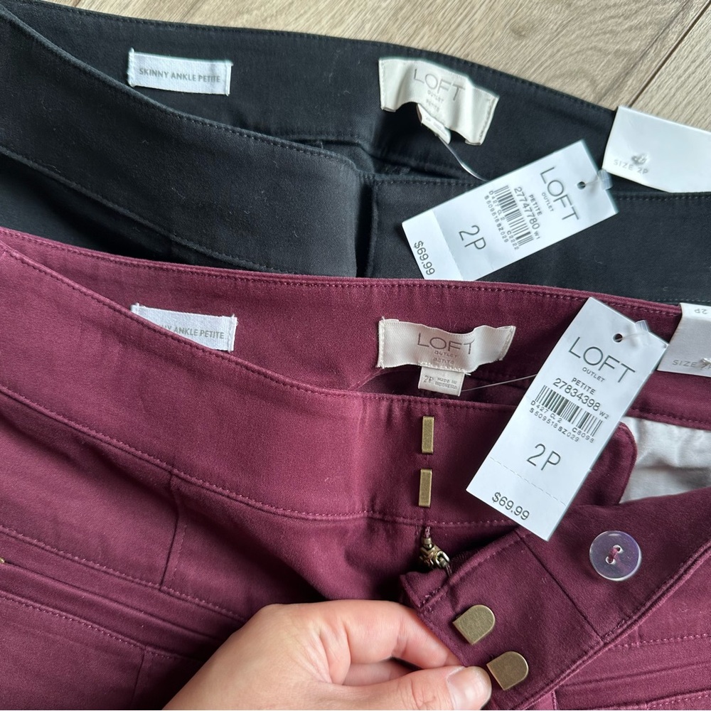 Size 2P LOFT Skinny Ankle Pants Set - Picture 3 of 4